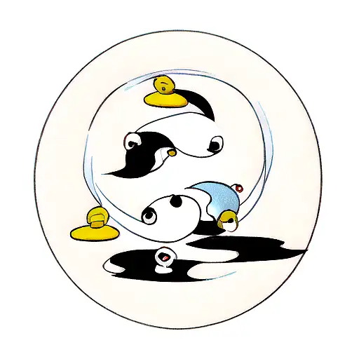 Yin Yang Symbol With Rubber Ducks As The Opposing Elements