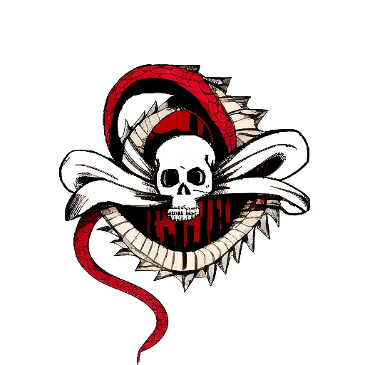 Skull With Snake Coming Out Of Its Eyes With Blood Falling