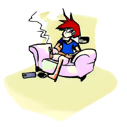 A Cartoon Character Smoking A Joint While Playing A Video Game