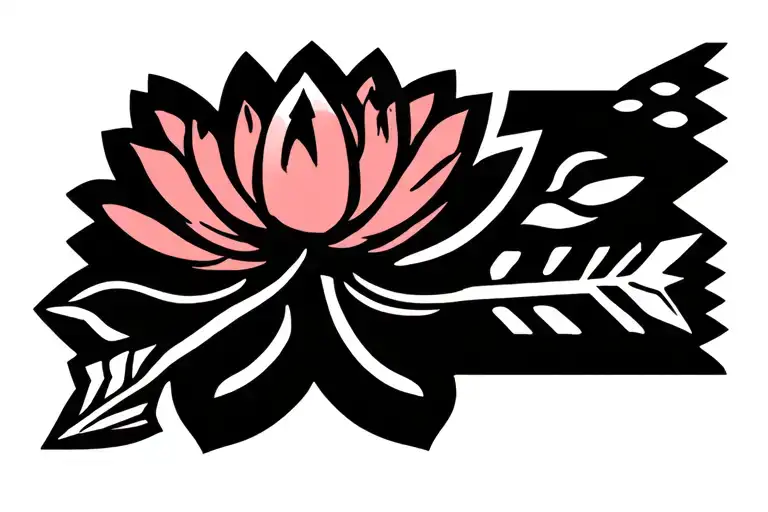 Small Fine Line Design With Lotus Flower And Arrow Small Simple