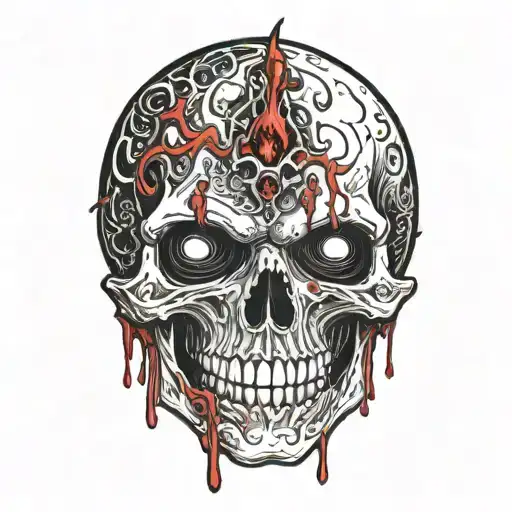 On The Shoulder Vampire Skull With Blood Dripping From The Eye And Mouth The Blood Goes Down The Arm