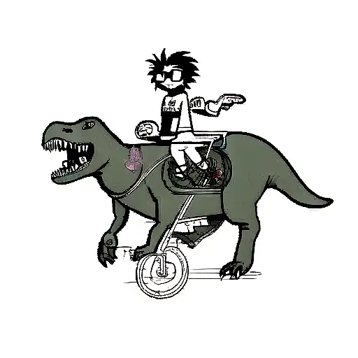 Dinosaur With Sunglasses On The Bicycle
