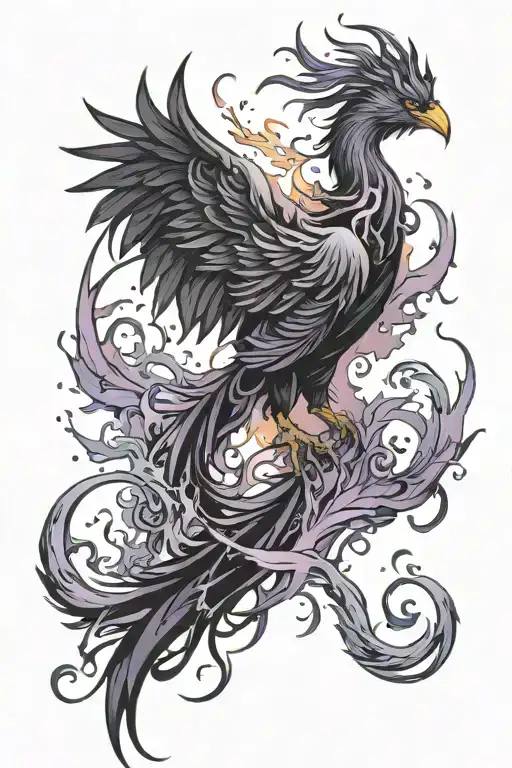 Black Purple Phoenix Rising From The Ashes