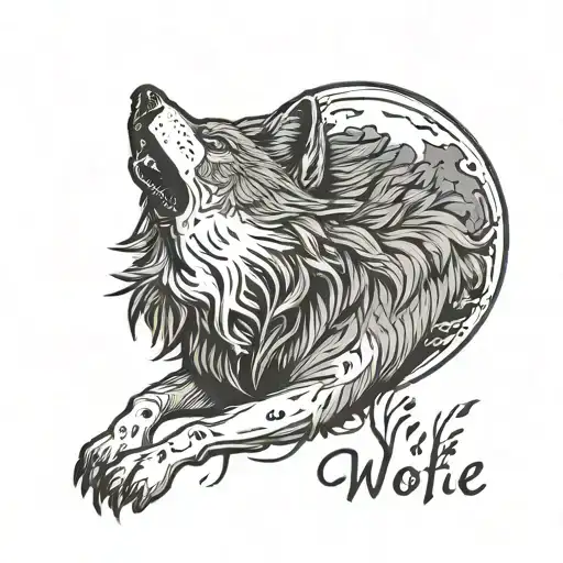 Wolf Howling At The Moon With Name Written