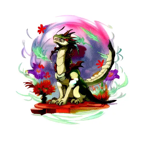 Dragon With Hell Flowers