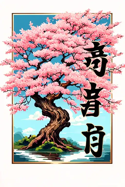 Sakura Tree With Three Kanjis