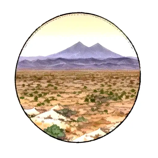 Texas Desert With Falling Leaves And Mountains In The Back