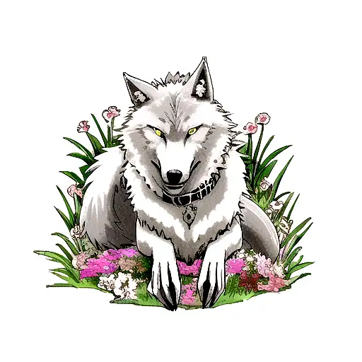 Wolf And Snake And Flowers