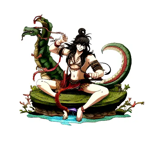 Lord Shiva Defeating A Dragon