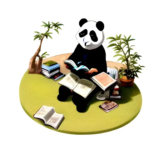 Cute Panda Reading A Book