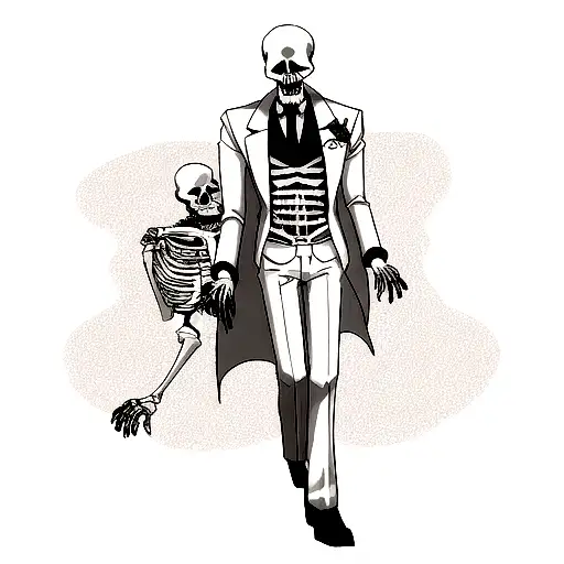 A Skeleton In A Suit With A Diamond In Its Eye
