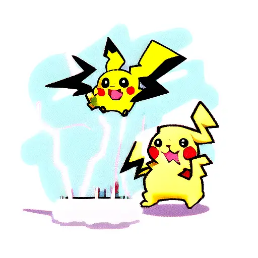 A New-school Design Featuring A Pikachu Snorting A Line Of Cocaine Shaped Like A Lightning Bolt