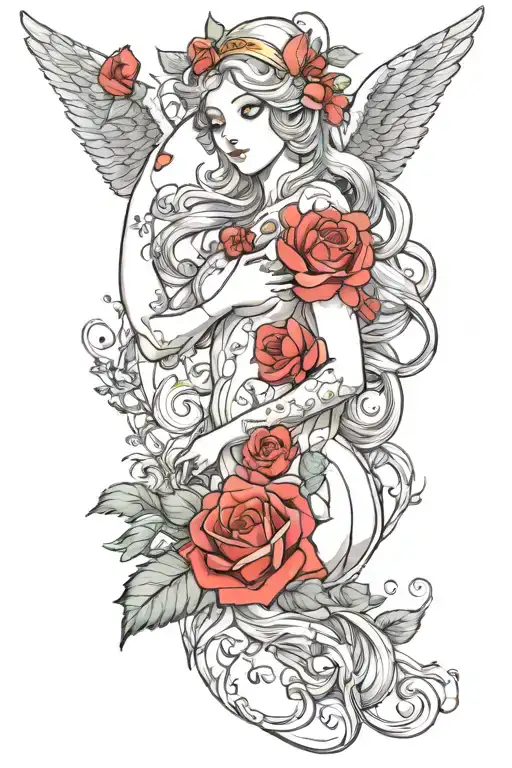 Ultra Feminine Tattoo Of Aphrodite Goddess Of Love In Extra Girly Way