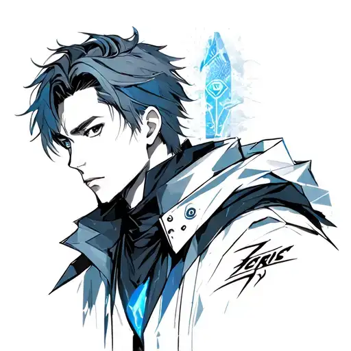 Geometric Guy Anime With A Sketch Style Tattoo Featuring Solo Leveling With Igris And Beru