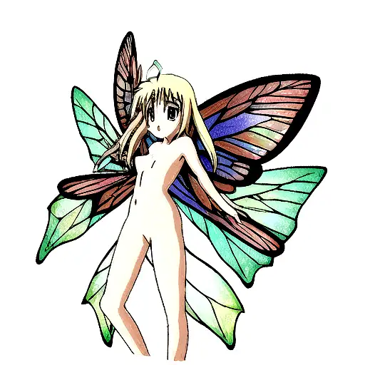 Nude Fairy Girl With Butterfly's Wings