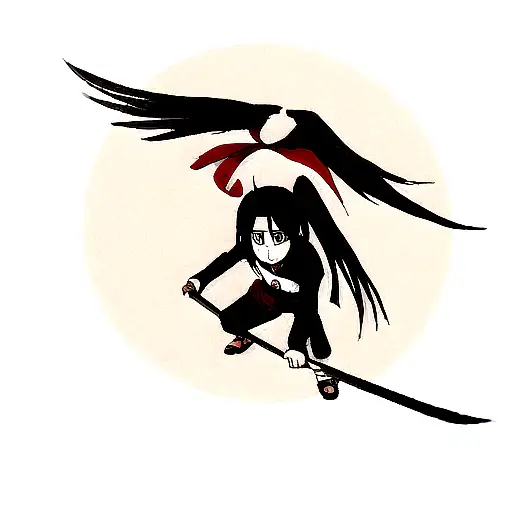 Itachi From Naruto Work One-sided Black Kunai And 3 Crows