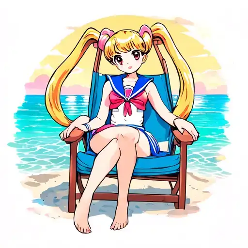 Sailor Moon Girl In A Beach Chair