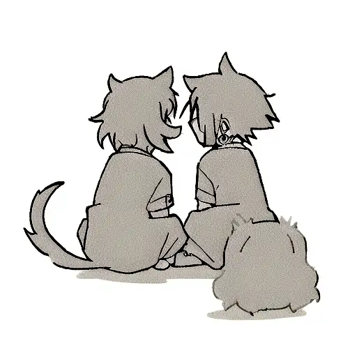 A Minimalist Tattoo Of Leo And Chichi Sitting