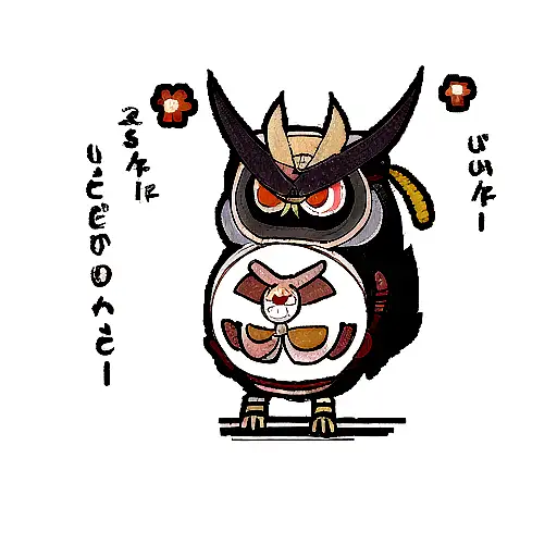 Samurai Owl Playing Shamiasen