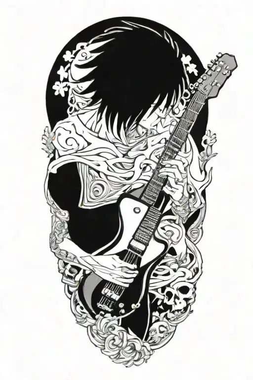 Man Playing Guitar Head Is A Pick