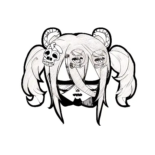 Skull Mask Bones Sakura Girl