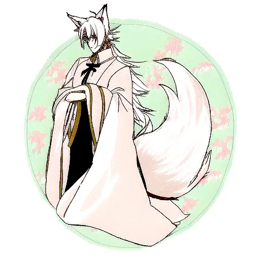 Elegant Fox Boy With White Hair And Nine Tails