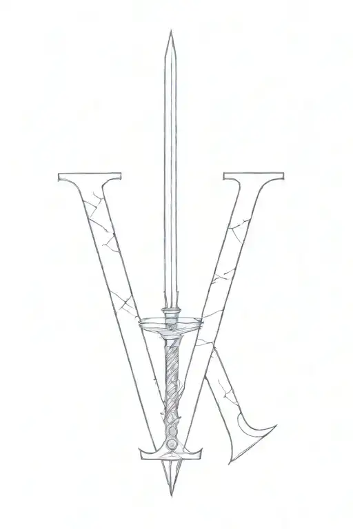 The Letter V With Sword Piercing