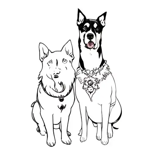 A Black Dog And A White Dog