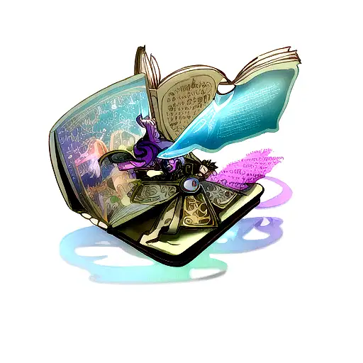 A Macbook Transformed Into A Magical Book With Fantasy Elements Emerging From Its Screen