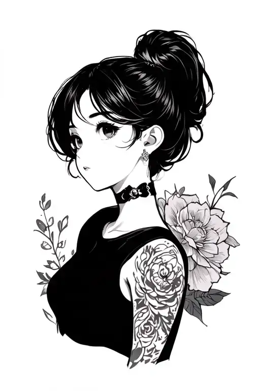 Black Anime Girl Side Profile