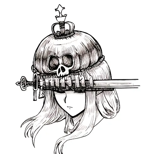 Sword Hanging Over Crowned Skull