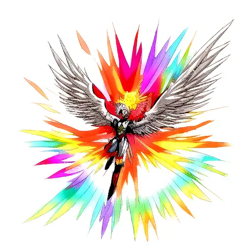 Phoenix With Color In Rising Pose