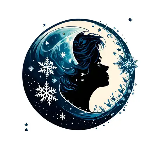 Moon And Snowflake