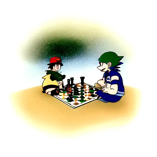 Totodile And Cyndaquil Playing Chess