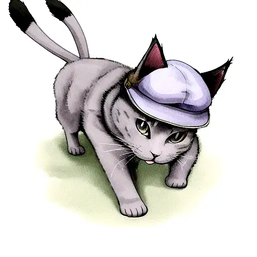 Russian Blue Cat Wearing Cap