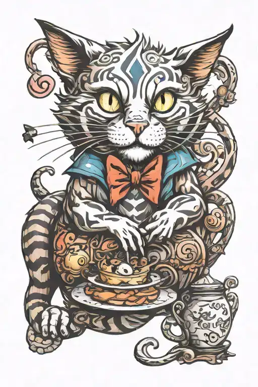 Evil Chesire Cat With Alice In Wonderland