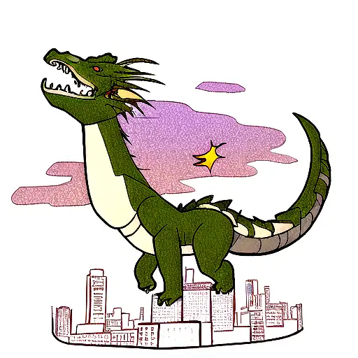 Dragon Breathing Fire On A City Skyline