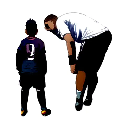 A Soccer Player And A Young Boy