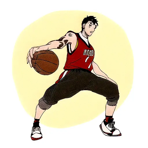 A Tattoo Of A Dog Playing Basketball