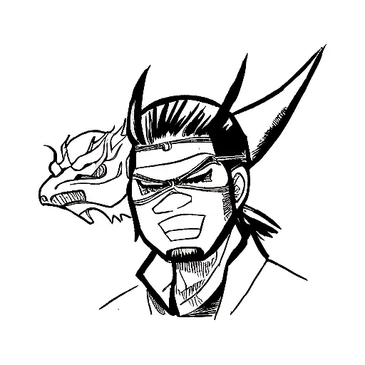 Samurai With Mask And A Dragon