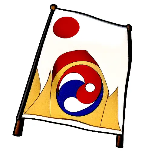 Korean Flag With A Dragon In It