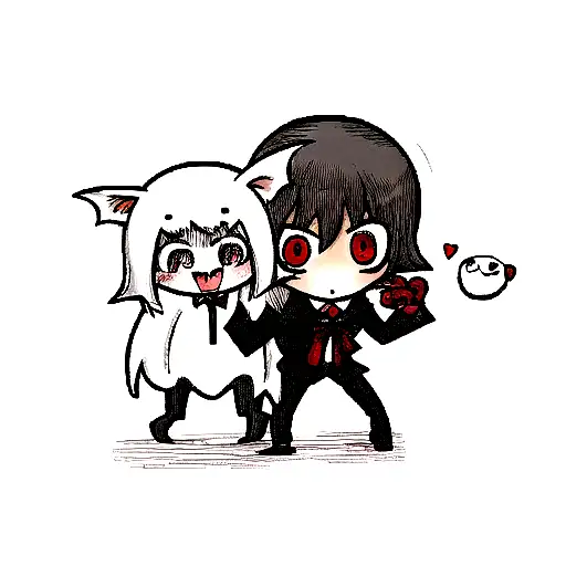 Cute Vampire Bat And A Ghost
