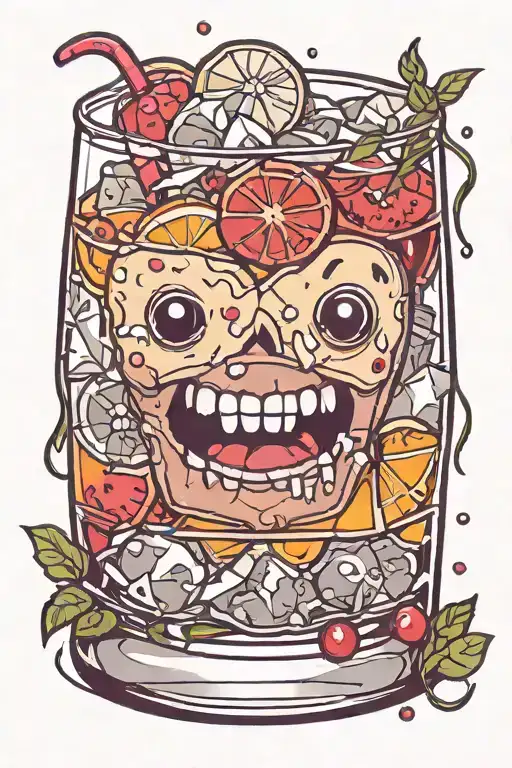 Kawaii Creepy Cocktail Rocks Glass