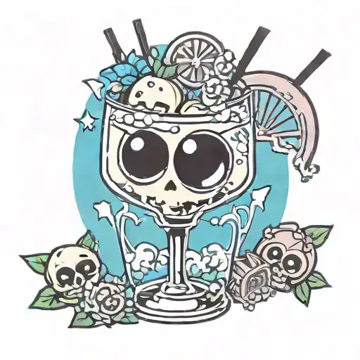 Creepy Kawaii Cocktail Glass