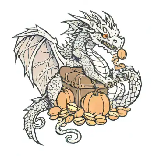 Dragon Sitting On Bag Of Nuts