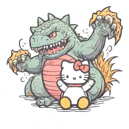 Rock Hello Kitty And Baby Godzilla Make Godzilla