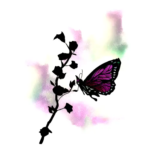 Butterfly And Dark Rose