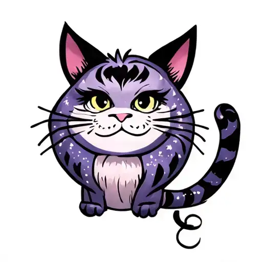 Friendly Cheshire Cat As The Moon