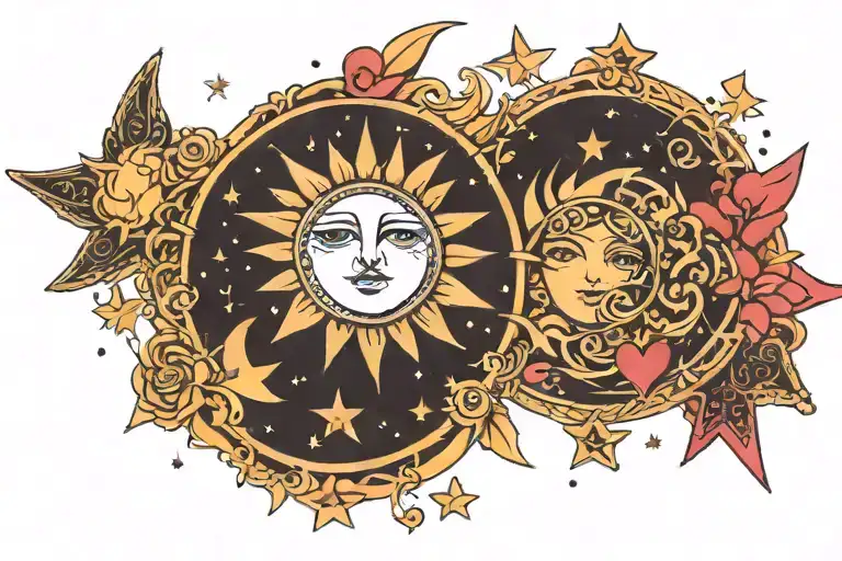 Sun Moon And Stars With Hearts