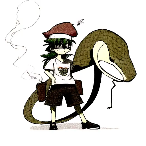 Snake Wearing A Hat Smoking Weed